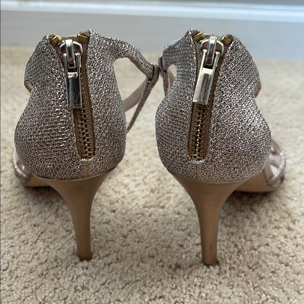 Pelle Moda Champagne Strappy Heels for Formal Occasions - Picture 3 of 9